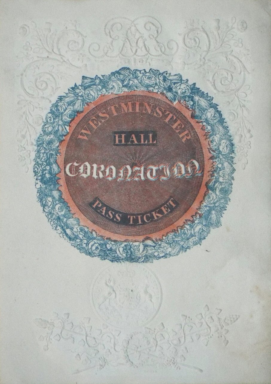 Lithograph - Westminster Hall Coronation Pass Ticket